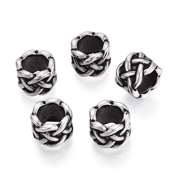 304 бусины европейского стиля из нержавеющей стали с крупными отверстиями, колонка