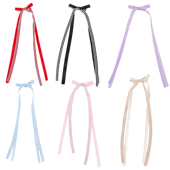 6 шт 6 цвета кружева бант полиэстер аллигатор заколки для волос, для свадебных женщин и девушек