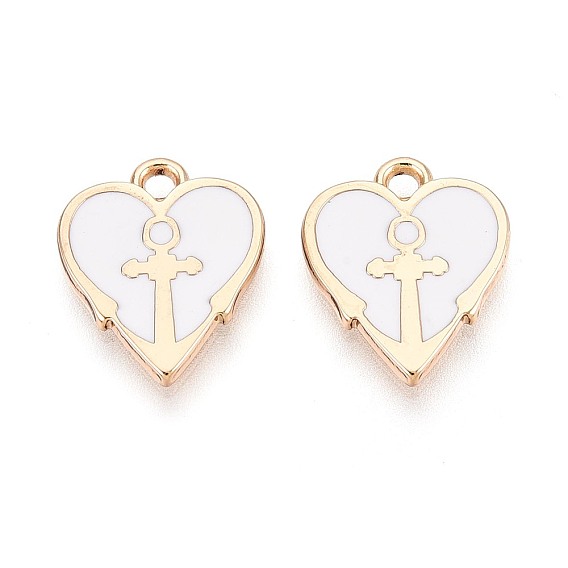 Подвески из эмали и сплава, стойки покрытие, сердце с крестными прелестями, золотые