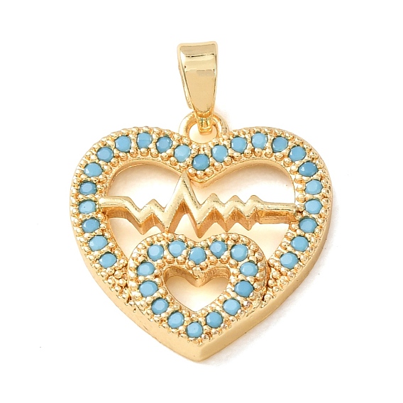Brass Rhinestone Pendants, Heart Charms