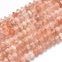 Natural Sunstone Beads Strands, Faceted, Bicone