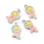 Opaque Resin Star Lolly Pendants, with Platinum Tone Iron Loops