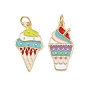 Латунные эмалевые подвески из мороженого, подвески для десерта с соединительными кольцами, без кадмия и без свинца, реальный 18 k позолоченный