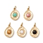 Natural Gemstone Charms, with Ion Plating(IP) Golden Tone 304 Stainless Steel Findings, Oval