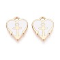 Подвески из эмали и сплава, стойки покрытие, сердце с крестными прелестями, золотые