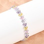Теннисные браслеты из платиновой латуни с микропаве из кубических цирконий, цветок, браслеты для женщин, с группы часы застежками, долговечный