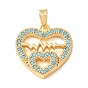 Brass Rhinestone Pendants, Heart Charms