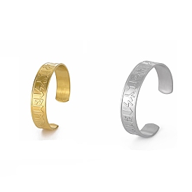 304 bracelet manchette en acier inoxydable, mots runiques odin norrois viking amulette bijoux