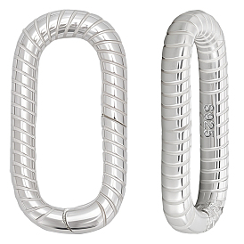 2 шт. 925 Кольца с пружинным затвором из стерлингового серебра, овальные