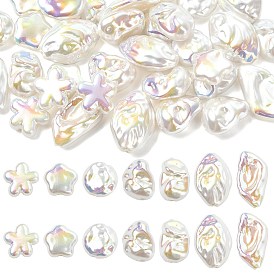 35шт. 7 стили гальванически покрытые непрозрачной смолой имитации жемчужных бусин в стиле барокко