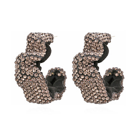 Geometric Stud Earrings with Rhinestone Embellishments - Chic and Versatile Women's Ear Accessories