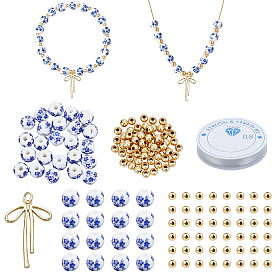 Наборы для изготовления браслетов своими руками, включая латунные подвески и бусины, фарфоровые керамические бусины и эластичная хрустальная нить