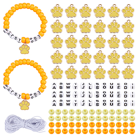 Наборы для изготовления браслетов из бусин с буквами своими руками, в том числе пластиковые бусины, Акриловые бусины, подвески из сплава и эластичный шнур