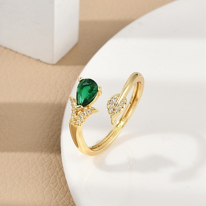 Кольца-манжеты из листовой латуни с микропаве из кубического циркония для женщин, долговечный, без кадмия и без свинца