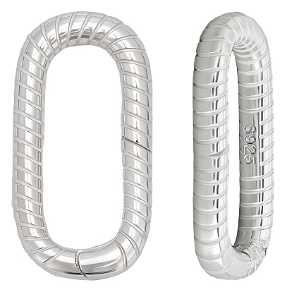 2 шт. 925 Кольца с пружинным затвором из стерлингового серебра, овальные