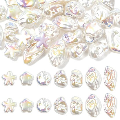 35шт. 7 стили гальванически покрытые непрозрачной смолой имитации жемчужных бусин в стиле барокко