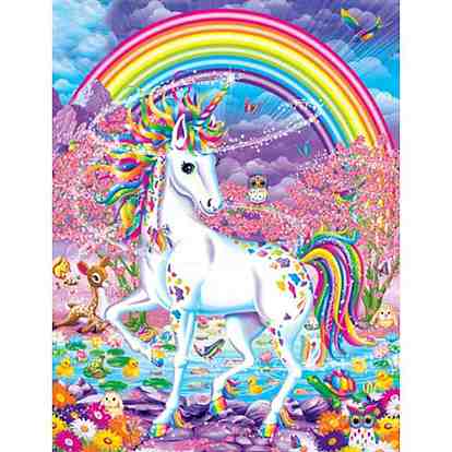 DIY Rainbow Theme Unicorn Pattern Diamond Painting Kit, Including Resin Rhinestones Bag, OPP Bag, Diamond Sticky Pen, Tray Plate and Glue Clay