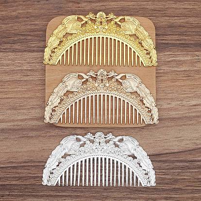 Double Phoenix Alloy Hair Comb Finding, for DIY Jewelry Accessories
