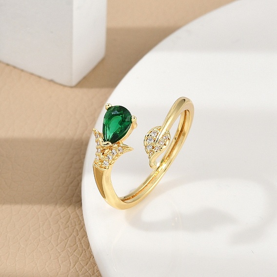 Кольца-манжеты из листовой латуни с микропаве из кубического циркония для женщин, долговечный, без кадмия и без свинца