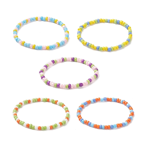 Стеклянные бусы браслеты из бисера, красочные эластичные браслеты для женщин