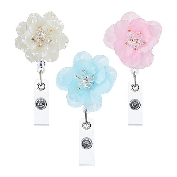 3шт. 3 цвета абс-пластик выдвижная катушка для бейджей, держателей карт, с платиновыми железными кнопками, цветок