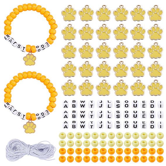 Наборы для изготовления браслетов из бусин с буквами своими руками, в том числе пластиковые бусины, Акриловые бусины, подвески из сплава и эластичный шнур