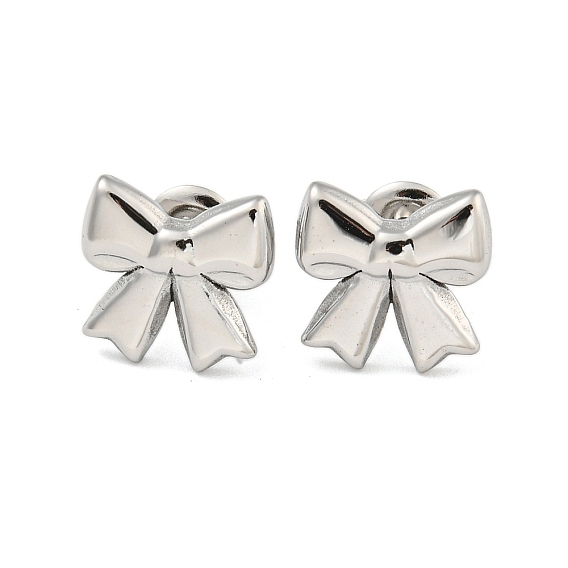 304 Stainless Steel Stud Earrings for Women, Bowknot