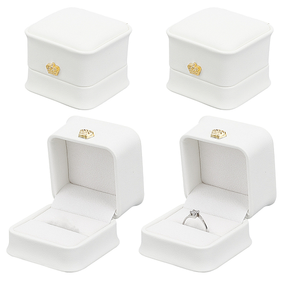 PU Leather Ring Box, Flip Box, Square
