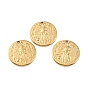 Ion Plating(IP) 304 Stainless Steel Pendants, Flat Round with Angel Charm