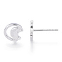 925 Sterling Silver Stud Earrings, Crescent Moon, Nickel Free, with S925 Stamp
