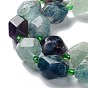Natural Fluorite Beads Strands, with Seed Beads, Faceted, Rhombus