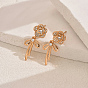 Элегантные серьги-гвоздики с бантом и цветком из прозрачных кубических цирконий из латуни