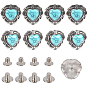 8 rivets décoratifs en alliage pour sacs, avec imitation turquoise et vis en fer, pour sac à main, , cœur, argent antique