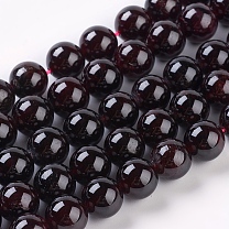 Gemstone Beads Strands, Natural Garnet, Round