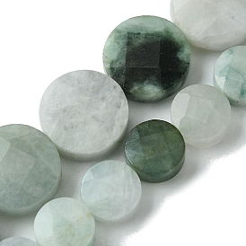 Natural Myanmar Jadeite Beads Strands, Faceted, Flat Round