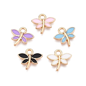 Alloy Enamel Charms, Light Gold, Dragonfly Charm