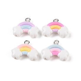 Flower/Lollipop/Strawberry/Tree/Cloud Opaque Resin Pendants, Macaron Color Charms with Platinum Plated Iron Loops, Mixed Color