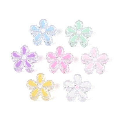 Прозрачные акриловые бусины, цветок, с эмалью