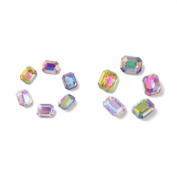 Стеклянные стразы кабошоны, плоская задняя и задняя, граненые, прямоугольные