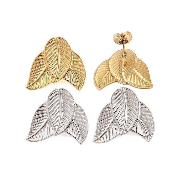 304 Stainless Steel Earrings, Leaf
