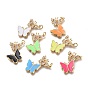Brass Micro Pave Clear Cubic Zirconia Pendants, with Enamel and Jump Rings, Butterfly, Golden