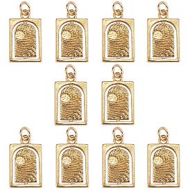 10 латунные подвески шт., с прыжковых колец, долговечный, прямоугольник с солнцем и луной