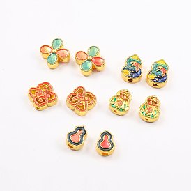 Ancient gold-copper gold-plated palace style enamel color burned blue exquisite copper hole back cloud transfer separation beads diy accessories