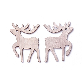 Undyed Wood Pendants, Christmas Reindeer/Stag