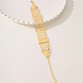 Браслеты с широкими звеньями из полых латунных цветов для женщин