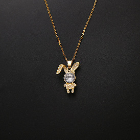 18K Gold Plated Copper Animal Pendant Necklace with Cubic Zirconia for Women