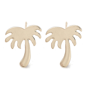 Coconut Tree Alloy Studs Earrings for Women, with 304 Stainless Steel Pins