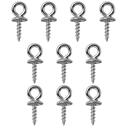 304 Stainless Steel Screw Eye Pin Peg Bails, For Half Drilled Beads