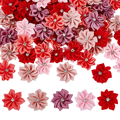 100 шт 5 цвета цветок полиэстер орнамент аксессуары, со стразами