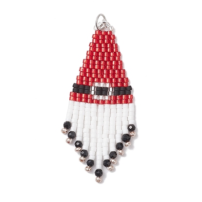 Подвески в виде рождественской шапки из стеклянного бисера, с 304 кольцами из нержавеющей стали